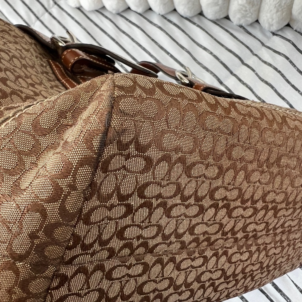 🤎 Coach Soho Mini Signature Tote Satchel  F12310 Brown Khaki Y2K Camel Leather - Picture 9 of 16